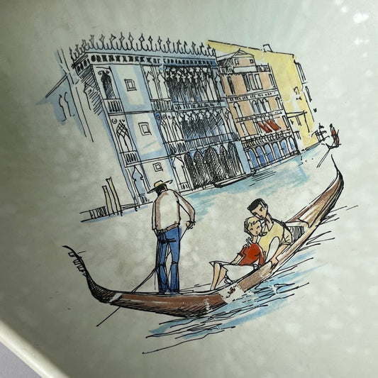 A Vintage Jasba Ceramic Dish with Venetian Gondolier Design | West Germany, c.1950–1960