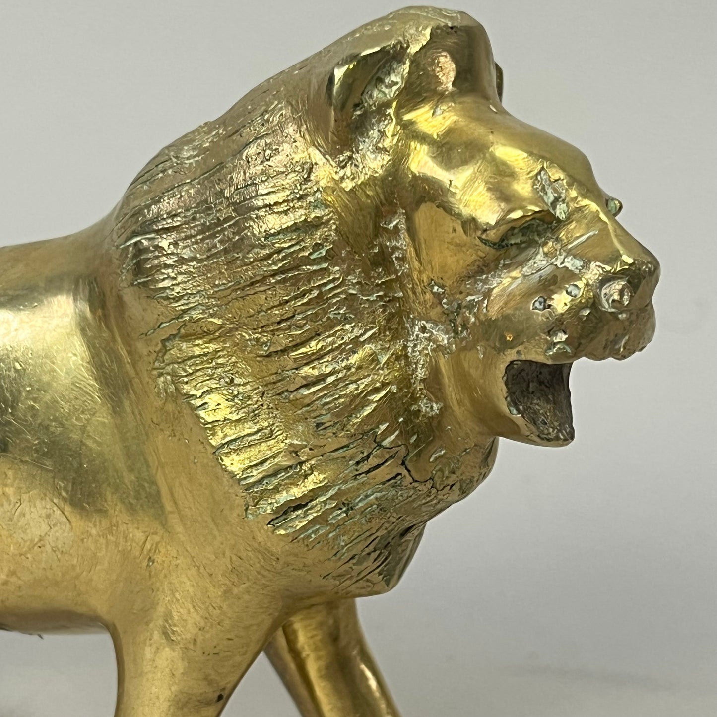 Impressive Italian Solid Brass Roaring Lion – Mid-Century, c.1960