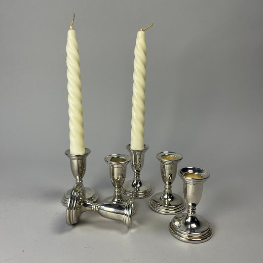 Art Deco Silver-Plated Candleholders (Set of Two)