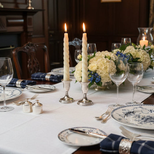 Art Deco Silver-Plated Candleholders (Set of Two)